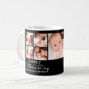 Cute Modern Photo Collage Happy First Fathers Day Koffiemok