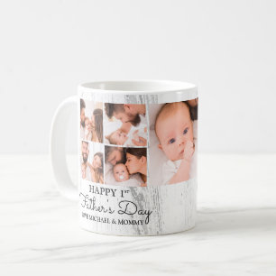 Cute Modern Photo Collage Happy First Fathers Day Koffiemok