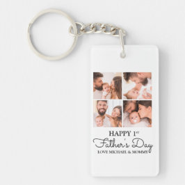 Cute Modern Photo Collage Happy First Fathers Day Sleutelhanger