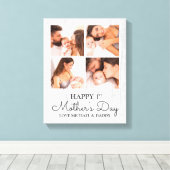 Cute Modern Photo Collage Happy First Moederdag Canvas Afdruk (Insitu (Houten vloer))