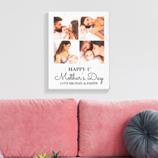 Cute Modern Photo Collage Happy First Moederdag Canvas Afdruk (Insitu (Woonkamer))