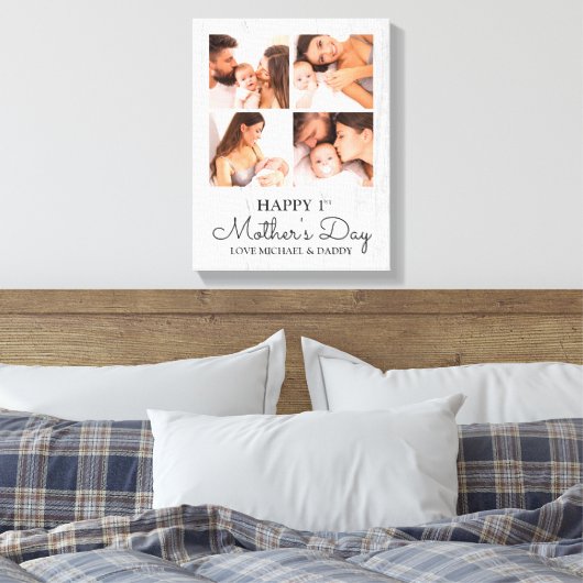 Cute Modern Photo Collage Happy First Moederdag Canvas Afdruk (Insitu (Slaapkamer))