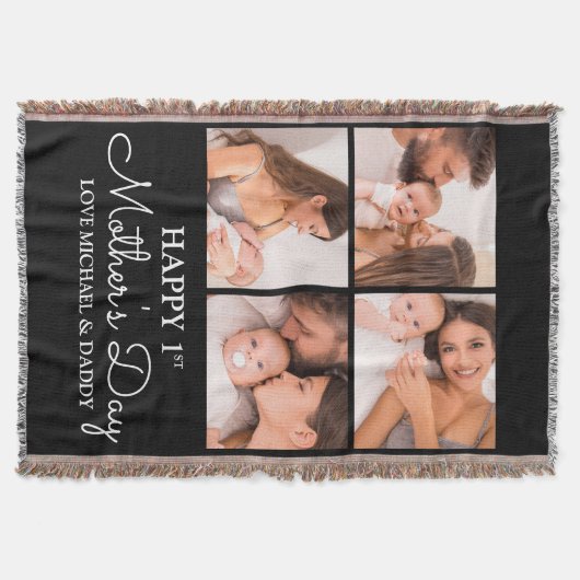 Cute Modern Photo Collage Happy First Moederdag Deken (Voorkant)