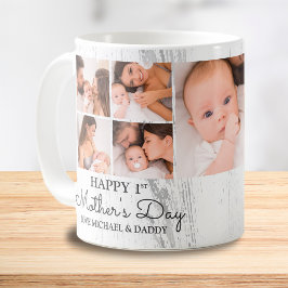 Cute Modern Photo Collage Happy First Moederdag Koffiemok