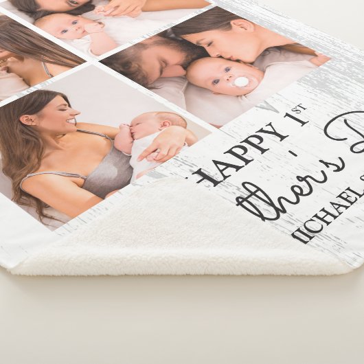 Cute Modern Photo Collage Happy First Moederdag Sherpa Deken (3/4)