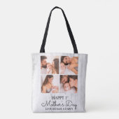 Cute Modern Photo Collage Happy First Moederdag Tote Bag (Achterkant)