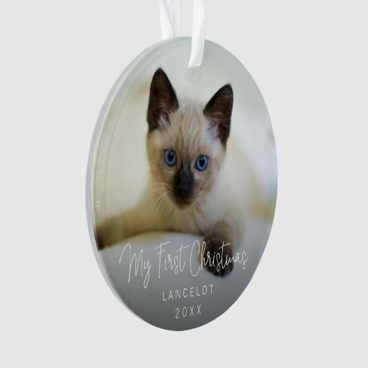 Cute Modern Photo Kitten Cat First Kerstmis Ornament (voorkant)