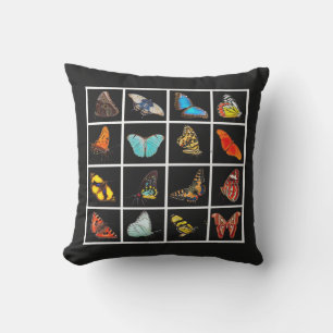 Cute Modern Photography Butterfly Black Buitenkussen
