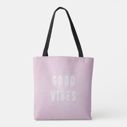 Cute Modern Pink and White Good Vibes Tote Bag (Achterkant)
