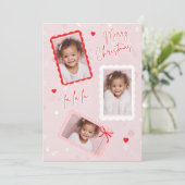 Cute Modern Pink Christmas Photo Card | Fa La La  Feestdagenkaart (Staand voorkant)
