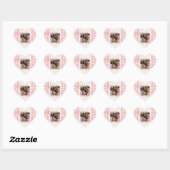 Cute Modern Pink Ivory Check Photo Galentine's Hart Sticker (Vel)