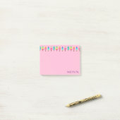 Cute Modern Pink Paars Popsicle Meisly Post-it® Notes (Op bureau)