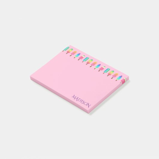 Cute Modern Pink Paars Popsicle Meisly Post-it® Notes (Schuin)