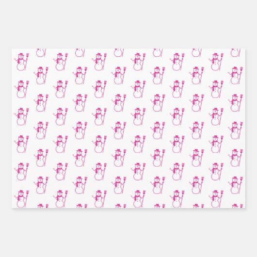 Cute Modern Pink Snowman-kerstbomen script Inpakpapier Vel (Voorkant 3)
