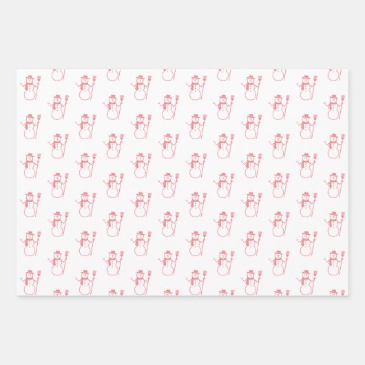 Cute Modern Pink Snowman-kerstbomen script Inpakpapier Vel (Voorkant 3)