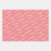 Cute Modern Pink Snowman-kerstbomen script Inpakpapier Vel (Voorkant)