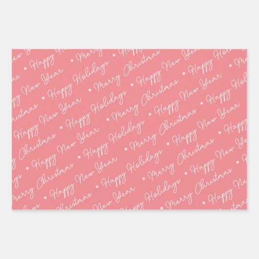 Cute Modern Pink Snowman-kerstbomen script Inpakpapier Vel (Voorkant)