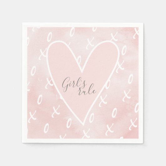 Cute Modern Pink Valentijnsdag Love Girly Servet (Voorkant)