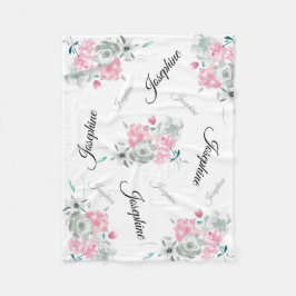 Cute Modern Pink waterverf Floral baby Fleece Deken