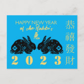 Cute Modern Rabbit Year Greeting in Chinese HHP Feestdagenkaart (Voorkant)