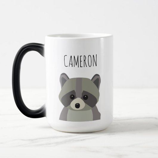 Cute Modern raccoon illustration Personalized Magische Mok (Links)