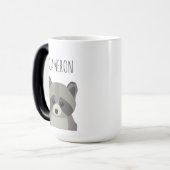 Cute Modern raccoon illustration Personalized Magische Mok (Voorkant links)