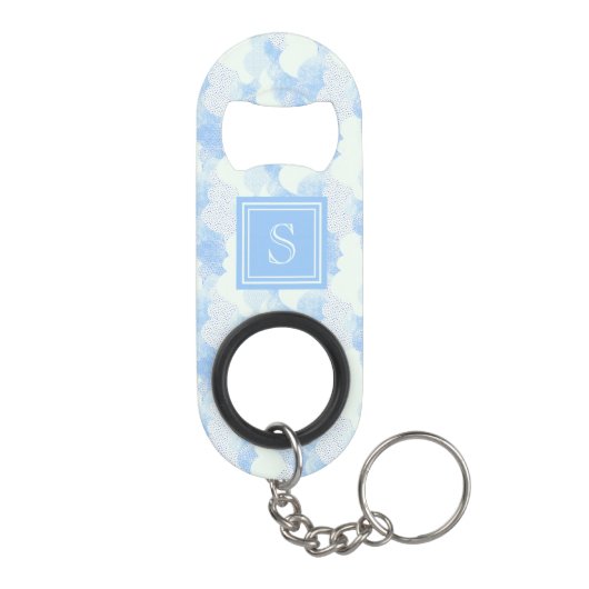 Cute Modern Rain Cloud Pattern Monogram Mini Flessenopener (Achterkant)