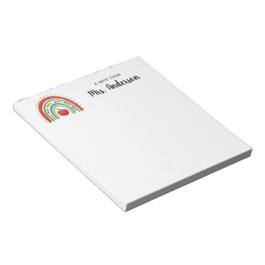 Cute Modern Rainbow Pencil Apple School Notitieblok (Schuin)