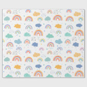 Cute Modern Rainbows and Clouds Pattern Cadeaupapier (Vlak)