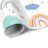 Cute Modern Rainbows and Clouds Pattern Cadeaupapier (Rol Hoek)