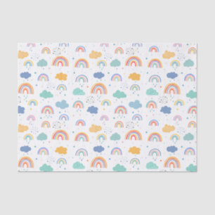 Cute Modern Rainbows and Clouds Pattern Tissuepapier
