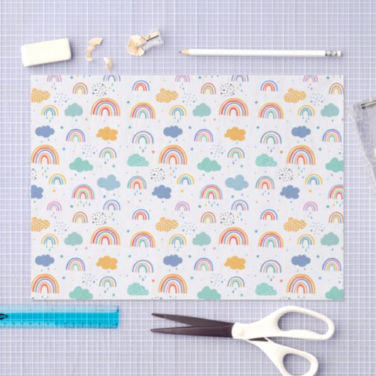 Cute Modern Rainbows and Clouds Pattern Tissuepapier (Craft)