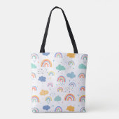 Cute Modern Rainbows and Clouds Pattern Tote Bag (Achterkant)