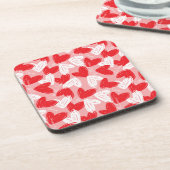 Cute Modern red and white hearts patroon Bier Onderzetter (Linkerzijde)