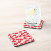 Cute Modern red and white hearts patroon Bier Onderzetter (Rechterzijde)