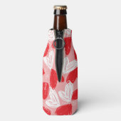 Cute Modern red and white hearts patroon Flesjeskoeler (Fles Achterkant)