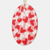 Cute Modern red and white hearts patroon Keramisch Ornament (Links)