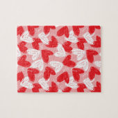 Cute Modern red and white hearts patroon Legpuzzel (Horizontaal)