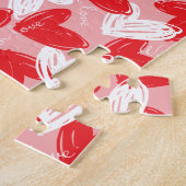Cute Modern red and white hearts patroon Legpuzzel (Zijkant)