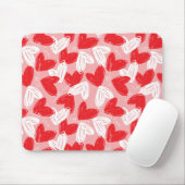 Cute Modern red and white hearts patroon Muismat (Met muis)