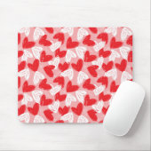 Cute Modern red and white hearts patroon Muismat (Met muis)