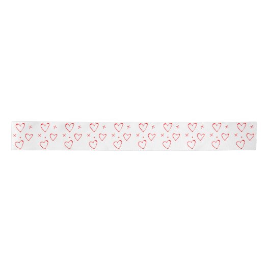 Cute Modern Red en White XOXO Hearts Valentijn Satijnen Lint (Voorkant)