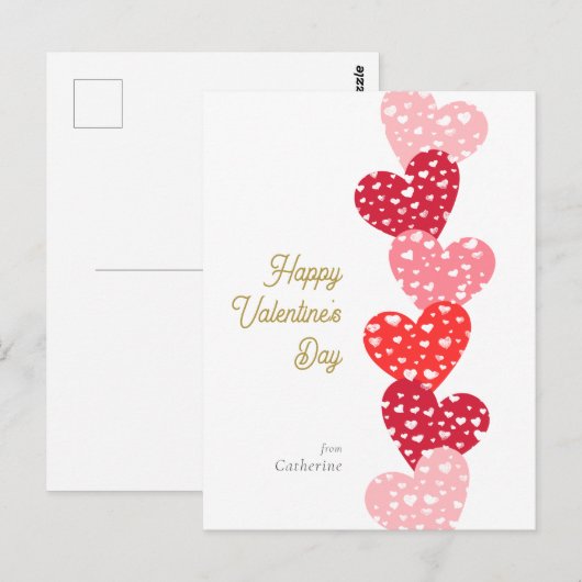Cute Modern Red Hearts Happy Valentine's day Briefkaart (Voorkant / Achterkant)