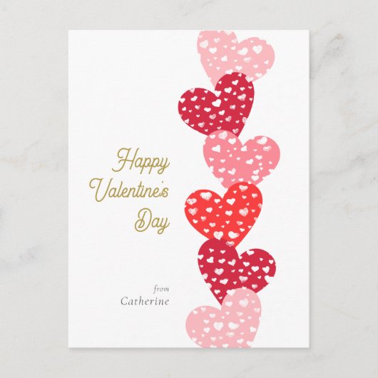 Cute Modern Red Hearts Happy Valentine's day Briefkaart (Voorkant)