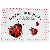 Cute Modern Red Ladybug Persoonlijk Groot Cadeauzakje (Achterkant)