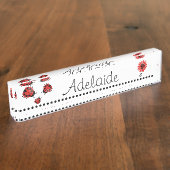 Cute Modern Red Ladybug Persoonlijk Naambordje (Zijkant)