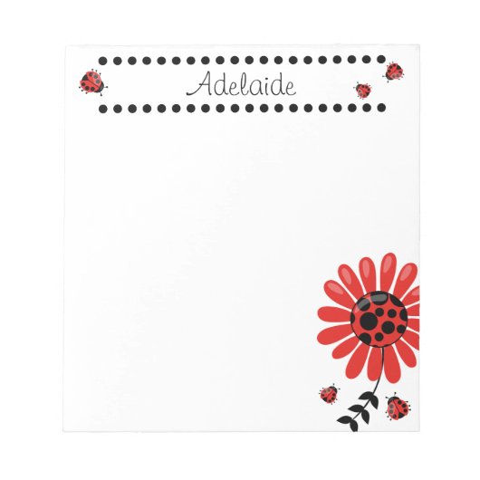 Cute Modern Red Ladybug Persoonlijk Notitieblok (Voorkant)