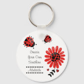 Cute Modern Red Ladybug Persoonlijk Sleutelhanger (Voorkant)
