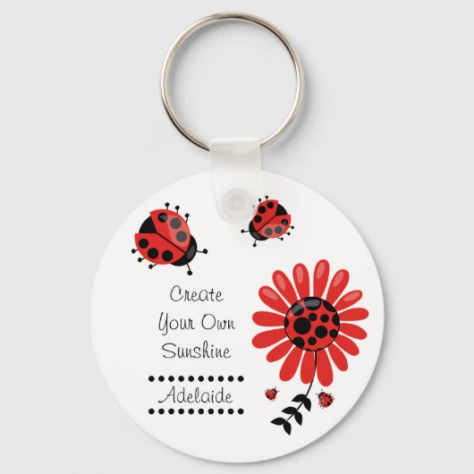 Cute Modern Red Ladybug Persoonlijk Sleutelhanger (Voorkant)