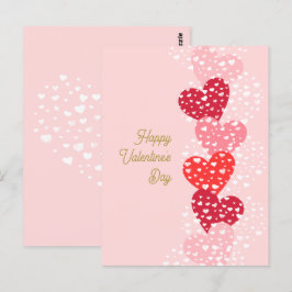 Cute Modern Red Pink hoort Happy Valentine's dag Briefkaart
